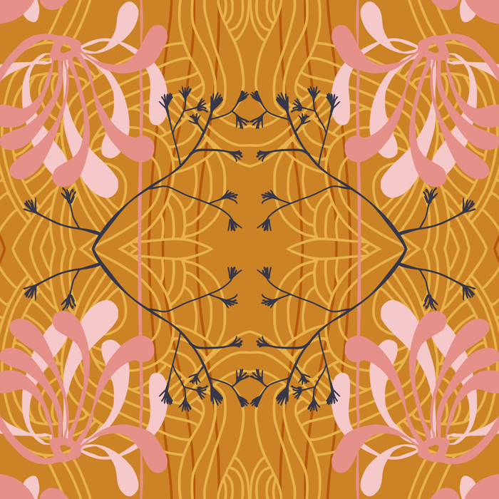 Art Nouveau floral pattern with lines - Honey Coffee Mug Gallery Image 2