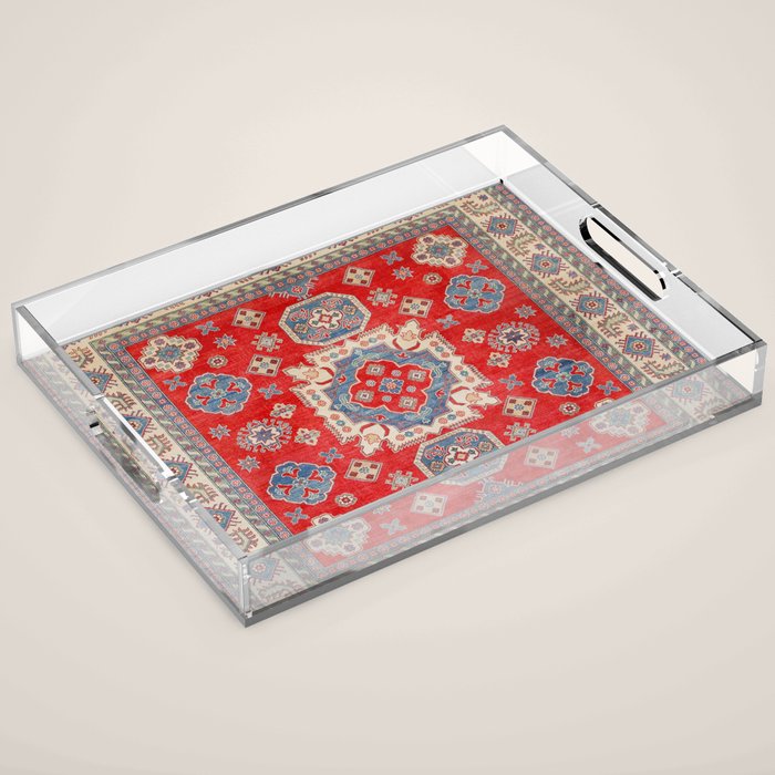 Diamond Eyes Kazak Persian Handmade Rug Acrylic Tray Gallery Image 1