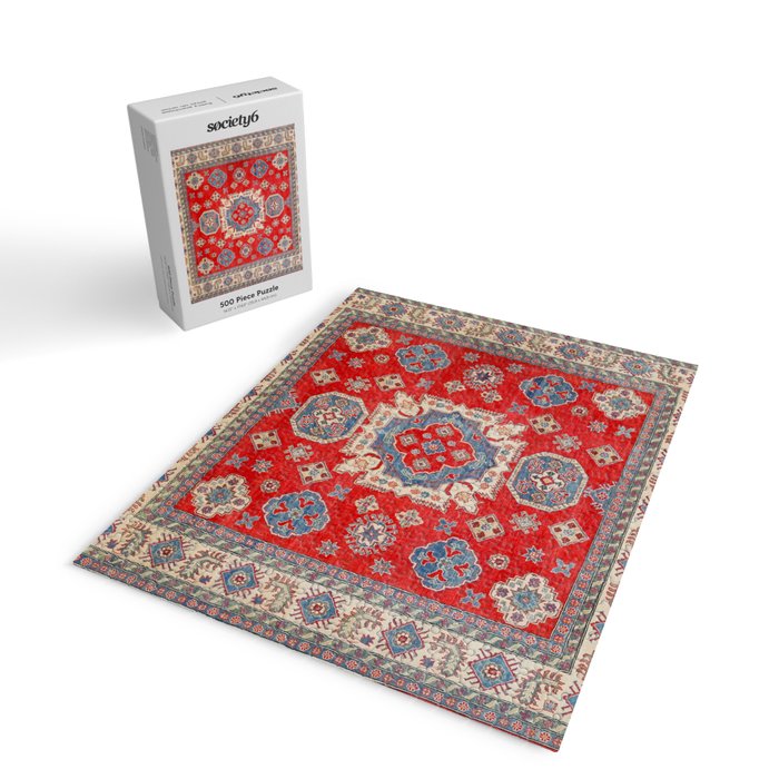 Diamond Eyes Kazak Persian Handmade Rug Jigsaw Puzzle Gallery Image 2