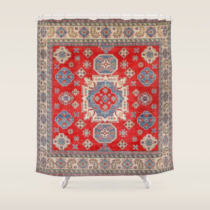Diamond Eyes Kazak Persian Handmade Rug Shower Curtain Gallery Image 1