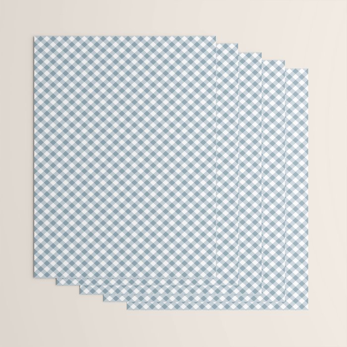 Countryside Bloom Cottage Mist Blue Gingham Wrapping Paper Gallery Image 3