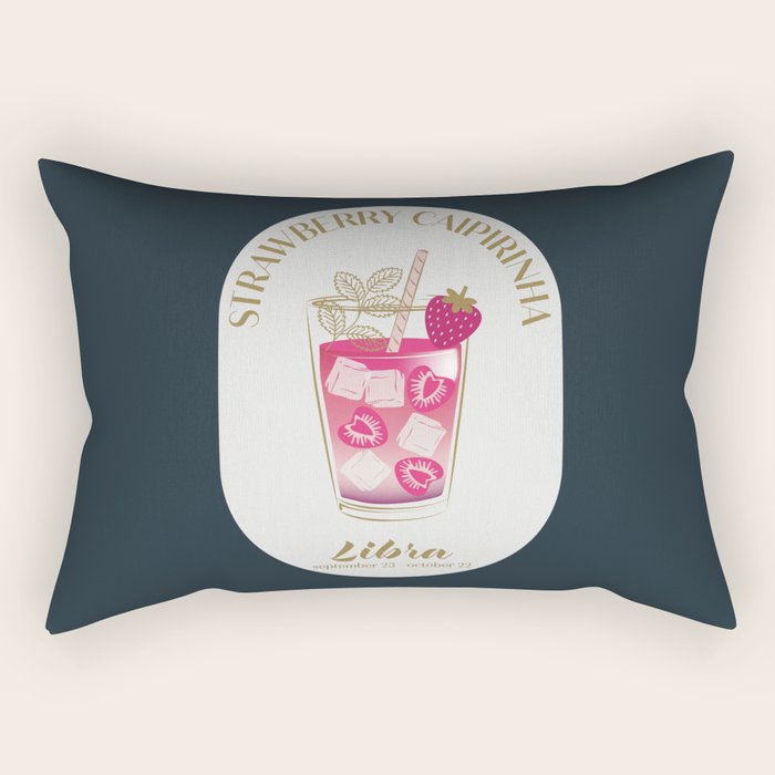 Strawberry Caipirinha Cocktail Zodiac Sign Rectangular Pillow Gallery Image 2