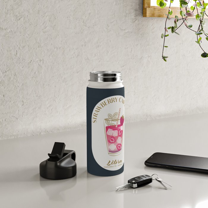 Strawberry Caipirinha Cocktail Zodiac Sign Water Bottle Gallery Image 4