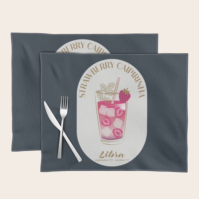 Strawberry Caipirinha Cocktail Zodiac Sign Placemat Gallery Image 1