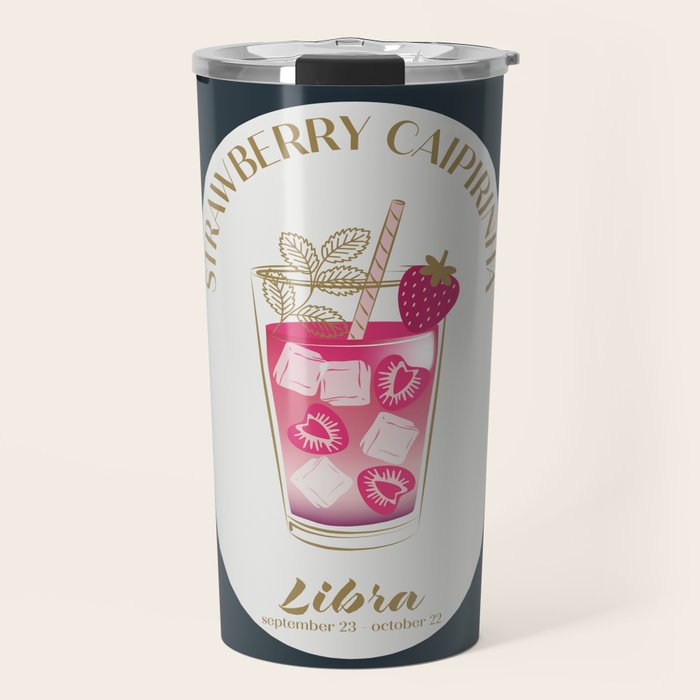 Strawberry Caipirinha Cocktail Zodiac Sign Travel Mug Gallery Image 1