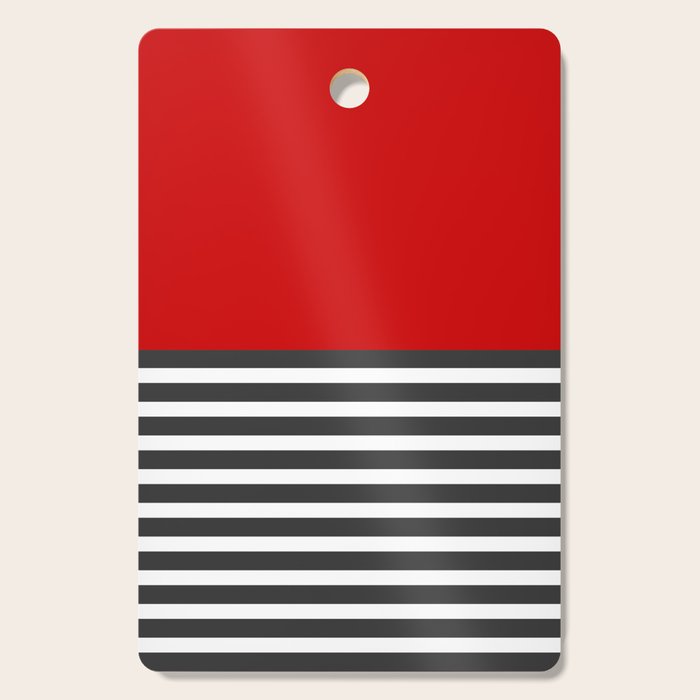 Half Striped Gray - Solid Red Cutting Board Gallery Image 1
