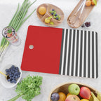 Half Striped Gray - Solid Red Cutting Board Gallery Image 2