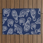 Manatees - Navy Outdoor Rug Gallery Image 1