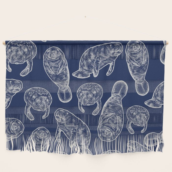 Manatees - Navy Wall Hanging Gallery Image 1