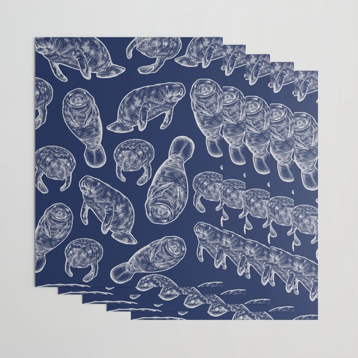 Manatees - Navy Wrapping Paper Gallery Image 3