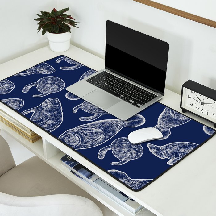 Manatees - Navy Desk Mat Gallery Image 2