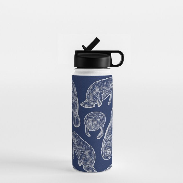 Manatees - Navy Water Bottle Gallery Image 1