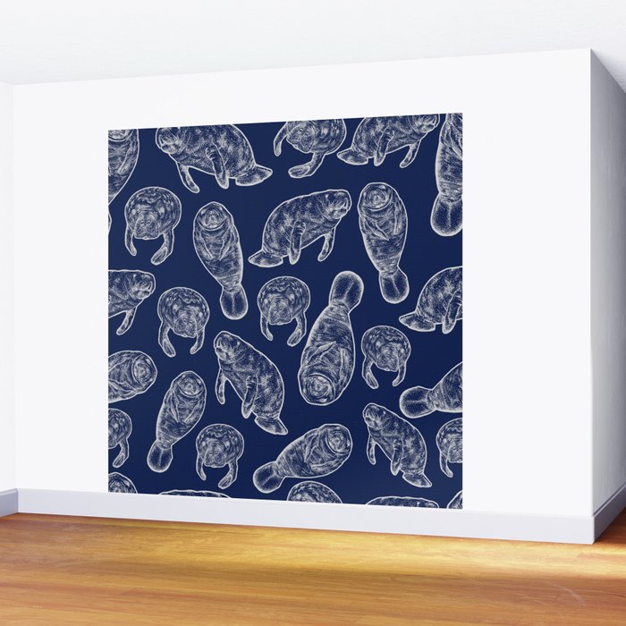 Manatees - Navy Wall Mural Gallery Image 2