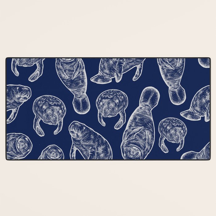 Manatees - Navy Desk Mat Gallery Image 3