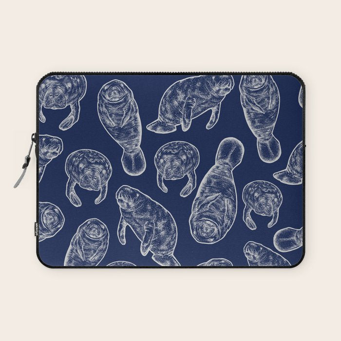 Manatees - Navy Laptop Sleeve Gallery Image 1