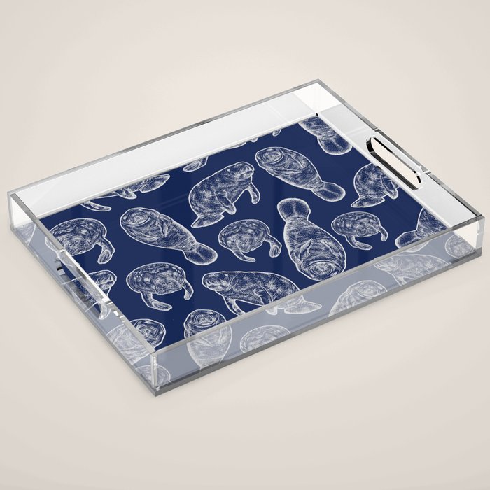Manatees - Navy Acrylic Tray Gallery Image 1