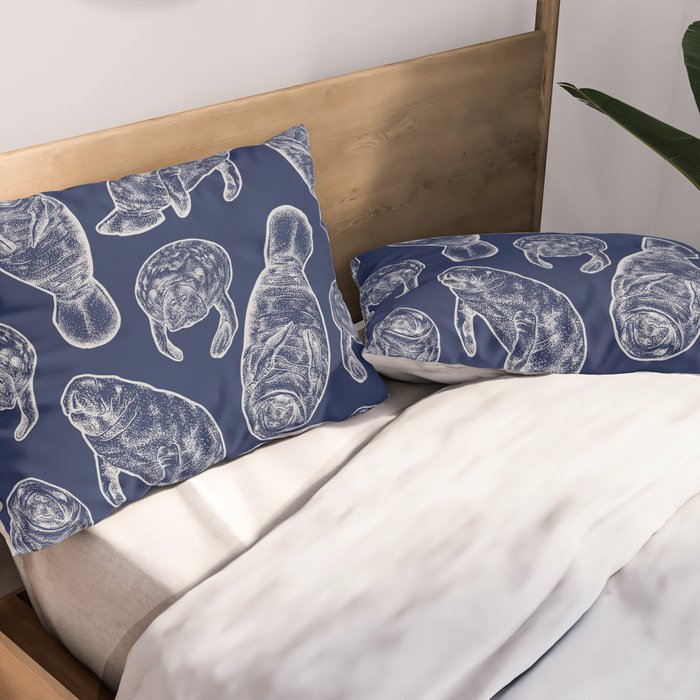 Manatees - Navy Pillow Sham Gallery Image 2