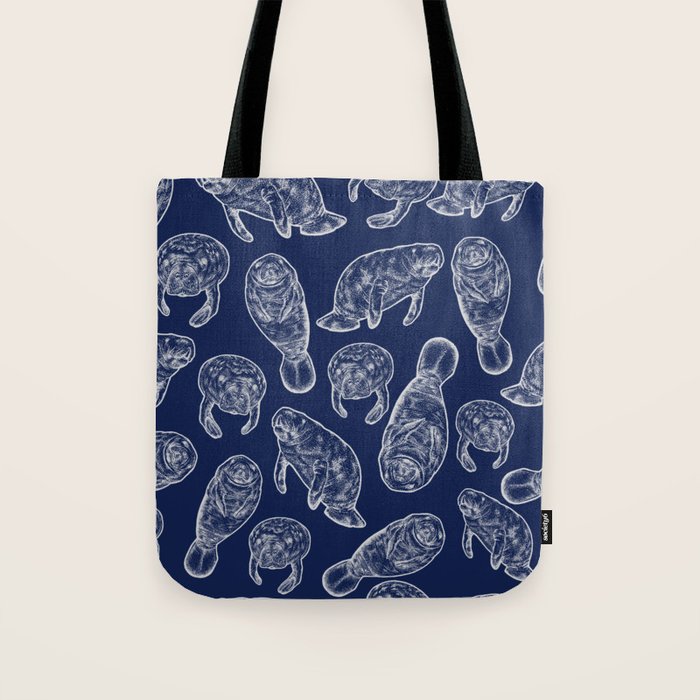 Manatees - Navy Tote Bag Gallery Image 1