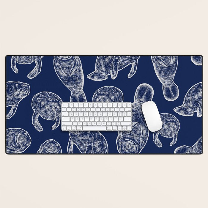 Manatees - Navy Desk Mat Gallery Image 1