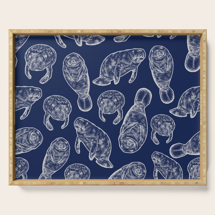 Manatees - Navy Serving Tray Gallery Image 1