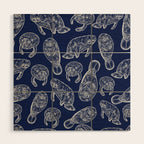 Manatees - Navy Wood Wall Art Gallery Image 1