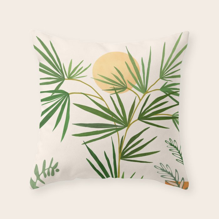 The Good Garden Desert Landscape Illustration Throw Pillow Gallery Image 1