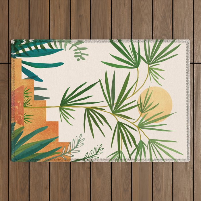 The Good Garden Desert Landscape Illustration Outdoor Rug Gallery Image 1