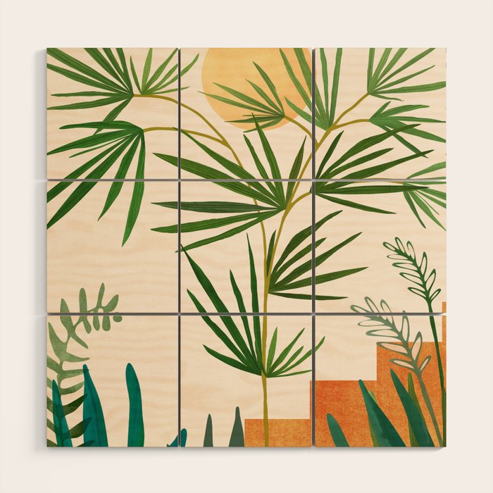 The Good Garden Desert Landscape Illustration Wood Wall Art Gallery Image 1