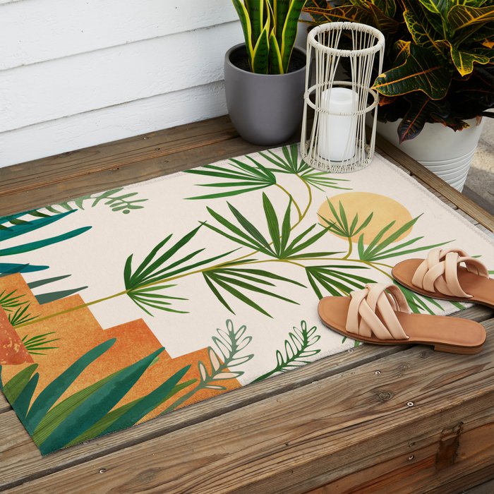 The Good Garden Desert Landscape Illustration Outdoor Rug Gallery Image 2