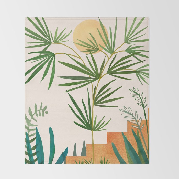 The Good Garden Desert Landscape Illustration Throw Blanket Gallery Image 2