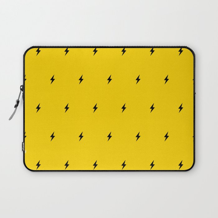Black Lightning Bolt pattern on Yellow background Laptop Sleeve Gallery Image 1