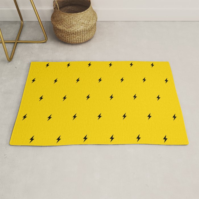 Black Lightning Bolt pattern on Yellow background Rug Gallery Image 1