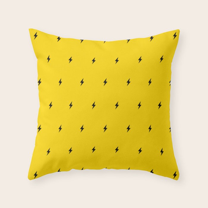 Black Lightning Bolt pattern on Yellow background Throw Pillow Gallery Image 6