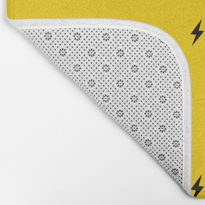 Black Lightning Bolt pattern on Yellow background Bath Mat Gallery Image 2