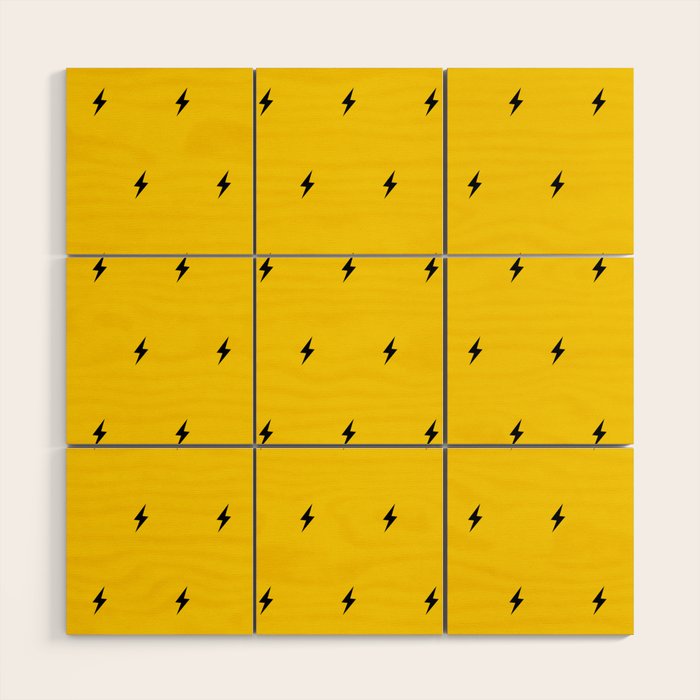 Black Lightning Bolt pattern on Yellow background Wood Wall Art Gallery Image 1
