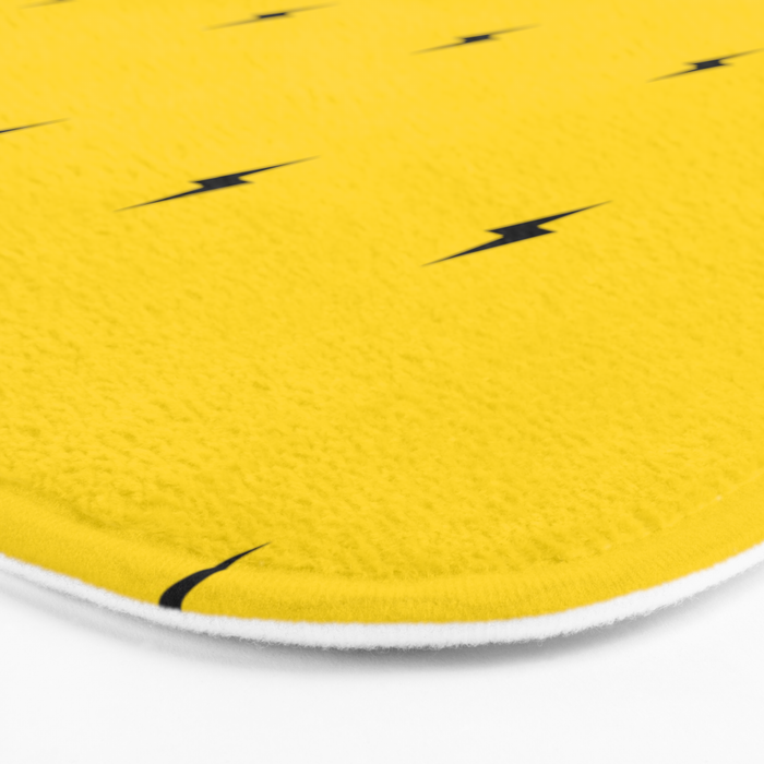 Black Lightning Bolt pattern on Yellow background Bath Mat Gallery Image 3