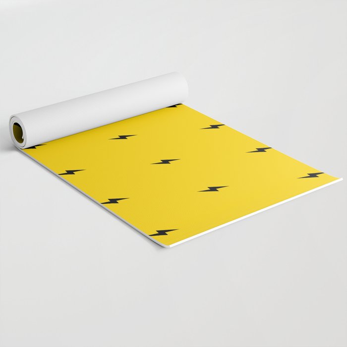 Black Lightning Bolt pattern on Yellow background Yoga Mat Gallery Image 2