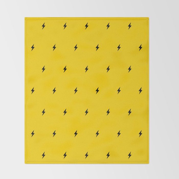 Black Lightning Bolt pattern on Yellow background Throw Blanket Gallery Image 2