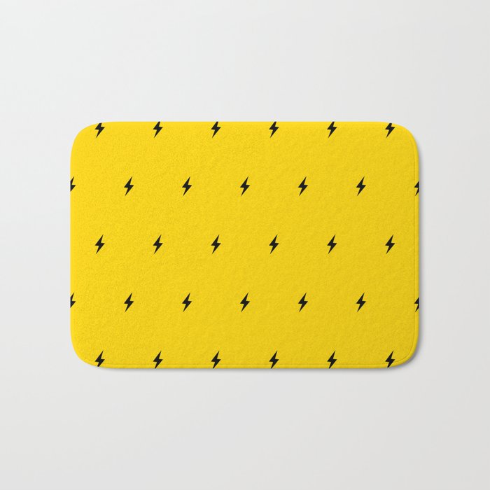 Black Lightning Bolt pattern on Yellow background Bath Mat Gallery Image 1