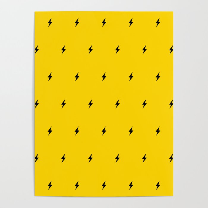 Black Lightning Bolt pattern on Yellow background Poster Gallery Image 4