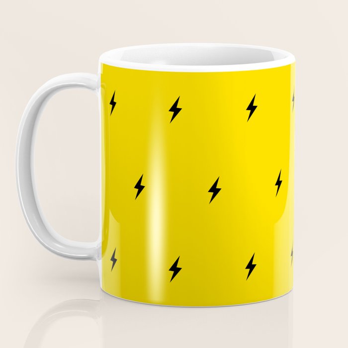 Black Lightning Bolt pattern on Yellow background Coffee Mug Gallery Image 3