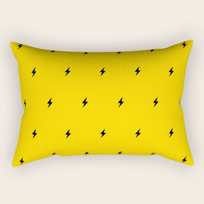 Black Lightning Bolt pattern on Yellow background Rectangular Pillow Gallery Image 2