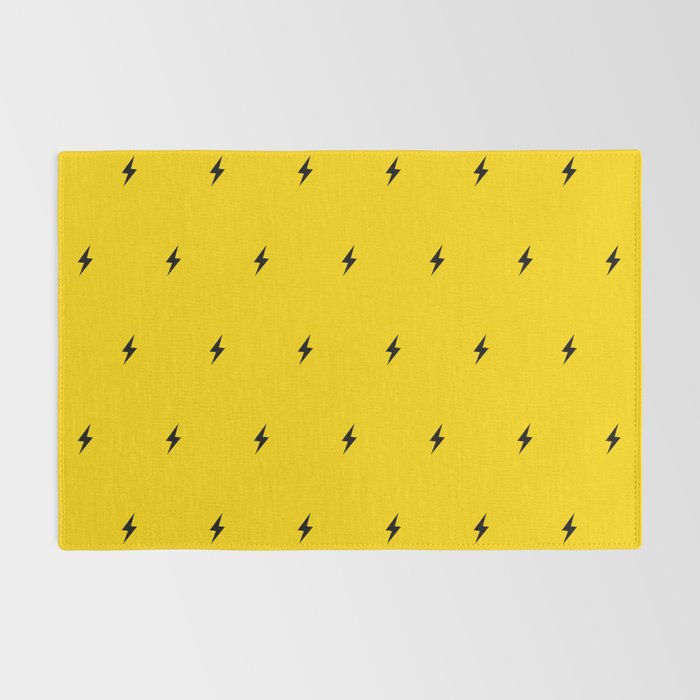 Black Lightning Bolt pattern on Yellow background Rug Gallery Image 2