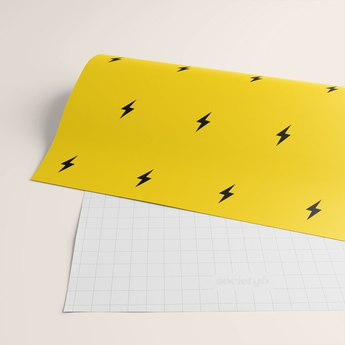 Black Lightning Bolt pattern on Yellow background Wrapping Paper Gallery Image 2