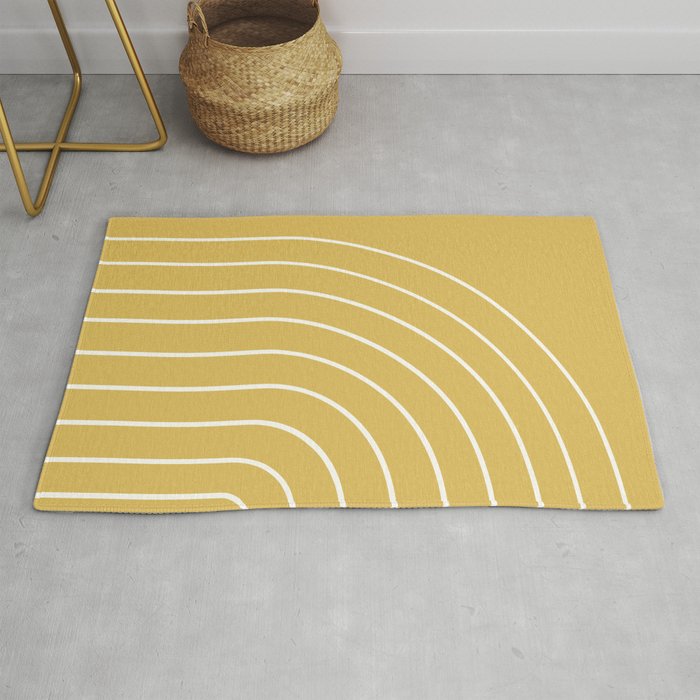 Minimal Arch XXXV Sunshine Yellow Modern Geometric Lines Rug Gallery Image 1