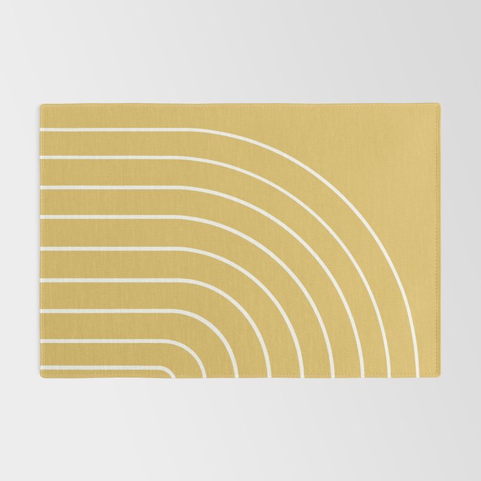 Minimal Arch XXXV Sunshine Yellow Modern Geometric Lines Rug Gallery Image 2