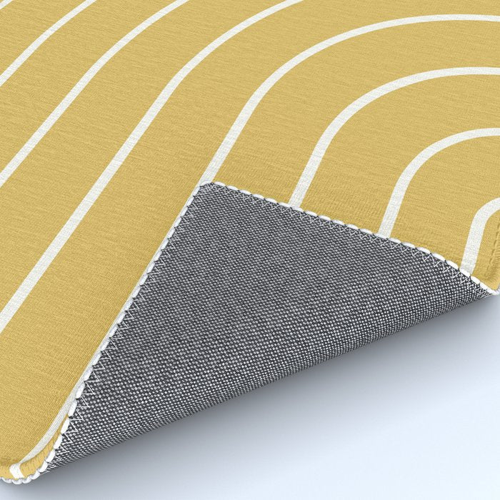 Minimal Arch XXXV Sunshine Yellow Modern Geometric Lines Rug Gallery Image 4