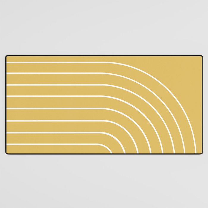 Minimal Arch XXXV Sunshine Yellow Modern Geometric Lines Desk Mat Gallery Image 3