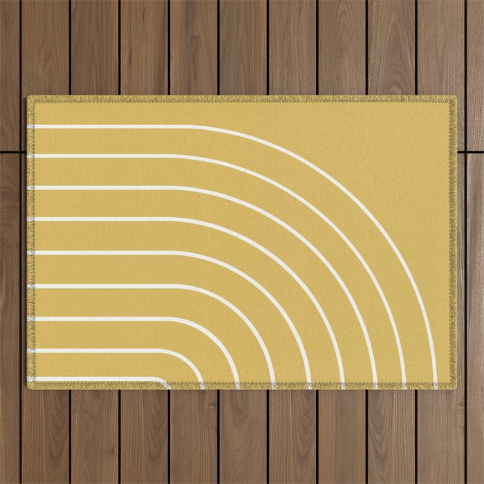 Minimal Arch XXXV Sunshine Yellow Modern Geometric Lines Outdoor Rug Gallery Image 1