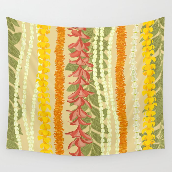 Pikake Lei, maile, plumeria, puakenikeni lei Wall Tapestry Gallery Image 4